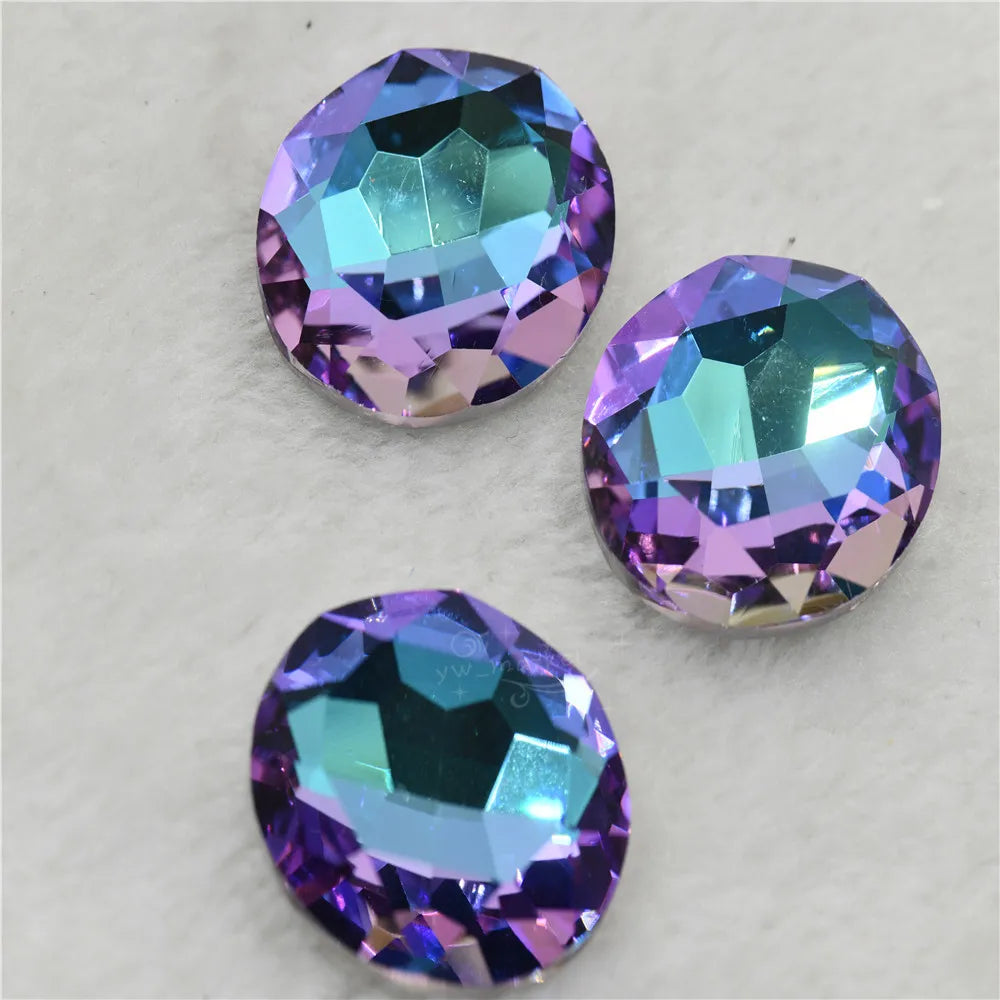 Stones violet Color Diamond Decoration Rivoli Teardrop Navette Glittle  Electroplating Effect   Jewels Making Rhinestones