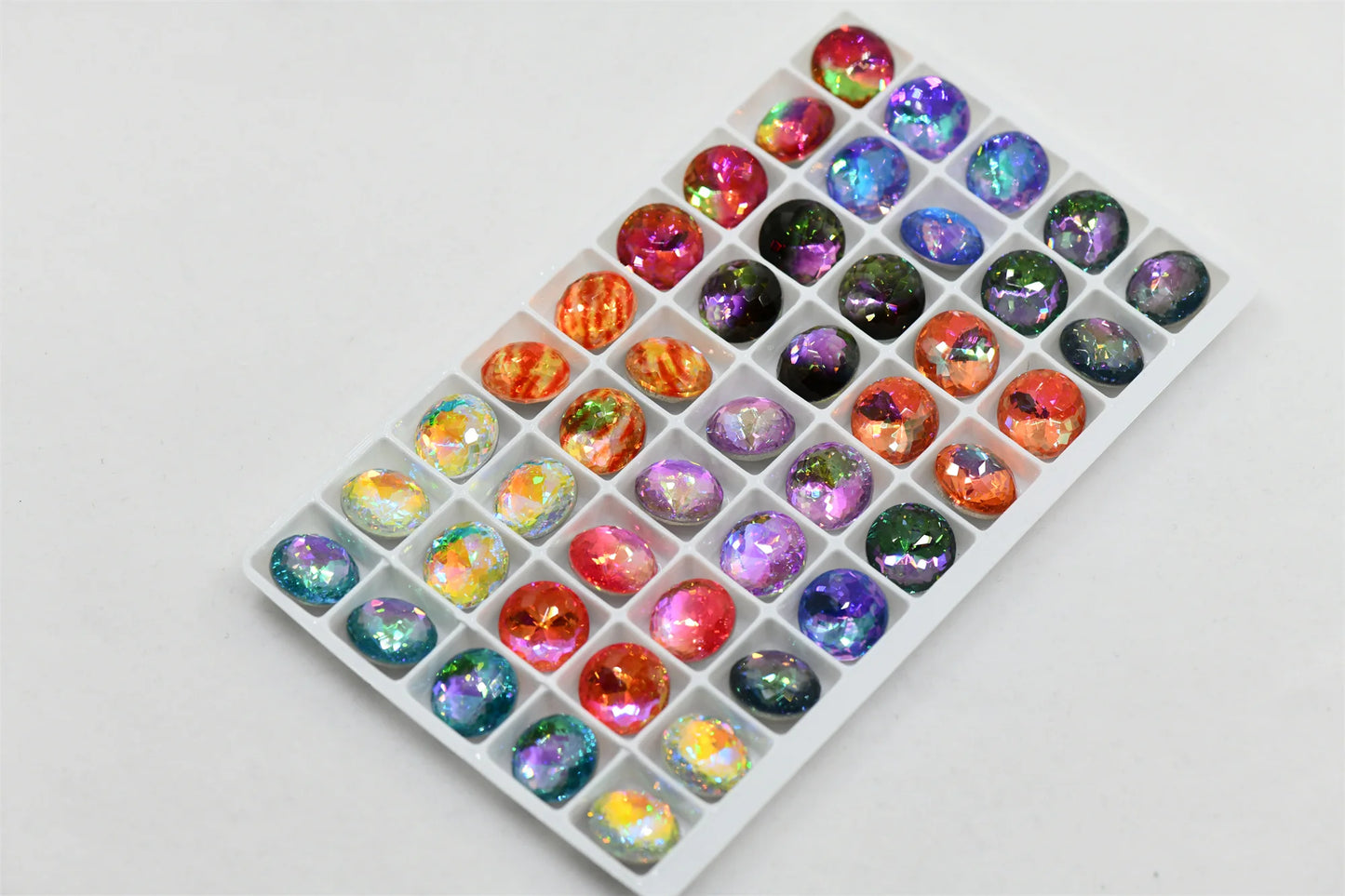 12mm mixed color Round K9 Rainbow Glass Stone Faceted Glass Jewels Accessories Point Back 45pcs