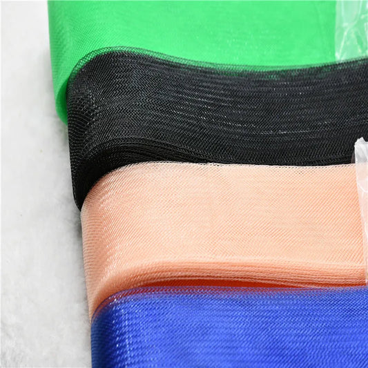 Hard stiff Polyester Mesh Ribbon Flat Plain Crinolines Horsehair Fabric for Hats skirt making 3cm 4cm 5cm 6cm 10cm12cm