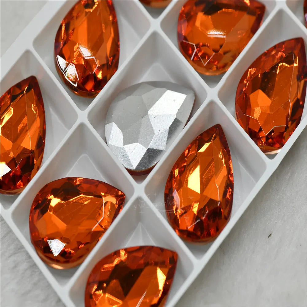 Wholesale teardrop crystal Crafts Pointback Glue on Bulk stones Garment rhinestones Jewelry Accessories 30x40mm 20x30mm