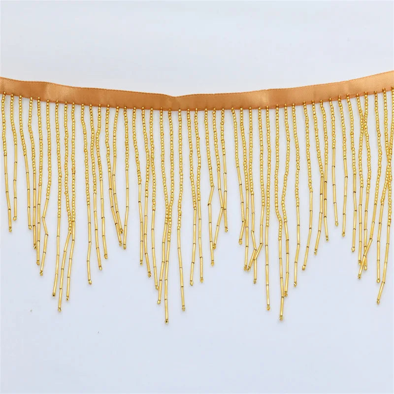 Wave drop Handmde Spacer Tube Beaded 2 size mixed 5.5 yards Bulk wholesale glass fringe tassels sewing articles for sewing