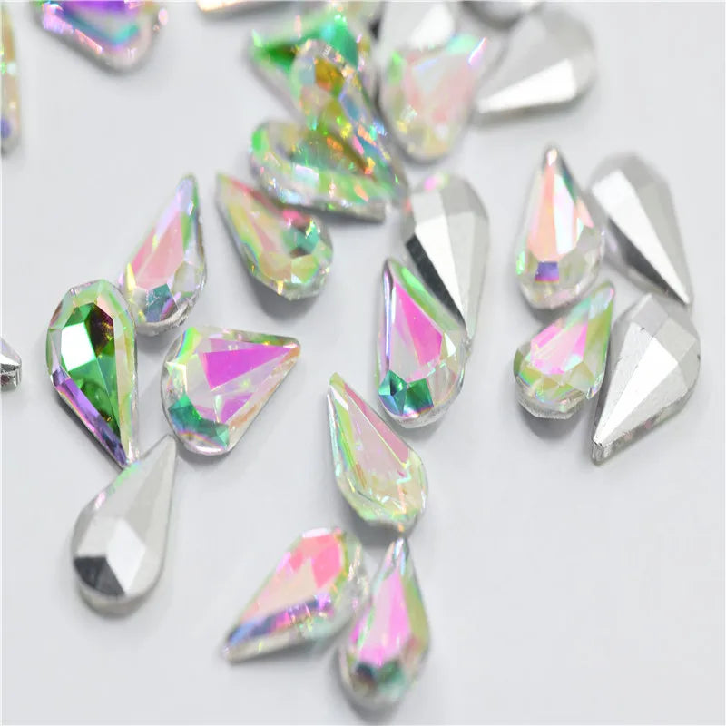 Drop rhinestones Luminous green XC crystal stones to make crafts nails glue on Glass Pointback gems Jewelry Making  Water Lily