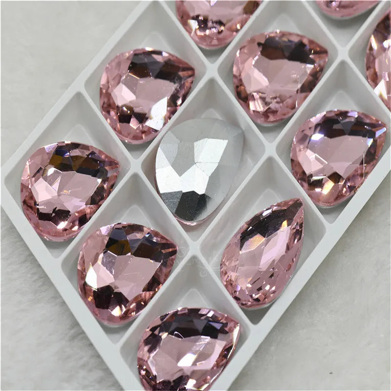 Wholesale teardrop crystal Crafts Pointback Glue on Bulk stones Garment rhinestones Jewelry Accessories 30x40mm 20x30mm