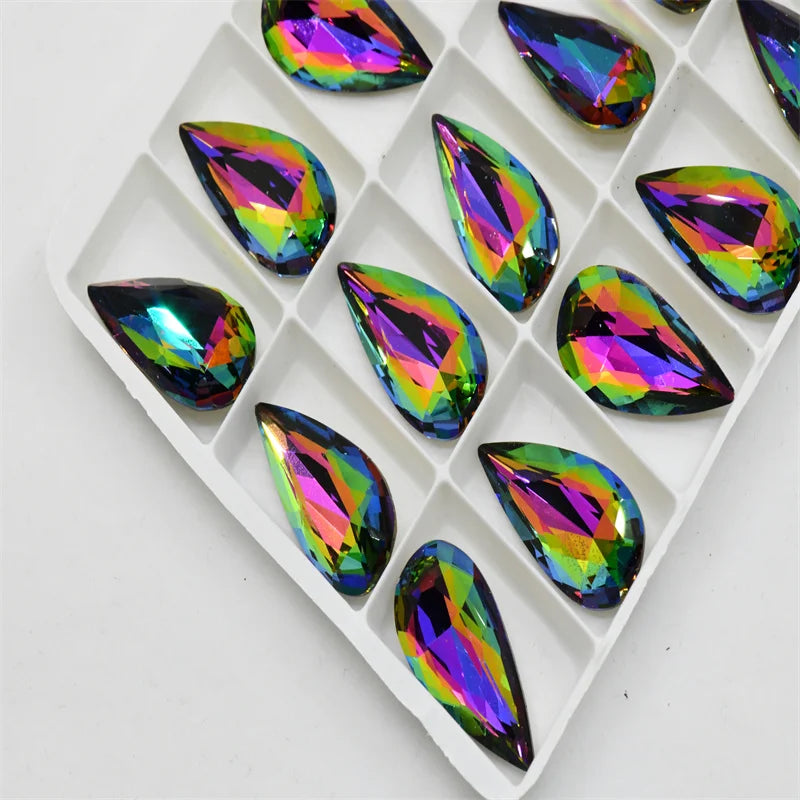 K9 11mmx22mm Craft Gems crystal Rhinestone  Color Strass pointback Crystal Diy teardrop shape