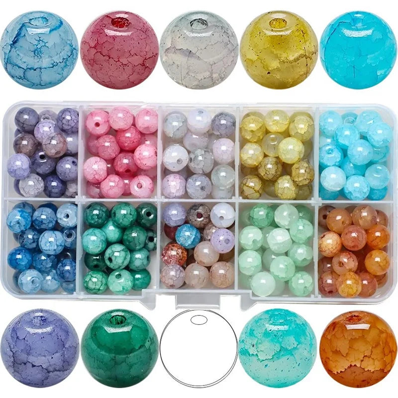 10 grid 200pcs  burst jade crystal beads crack glass beads DIY handmade beads loose beads multi-color