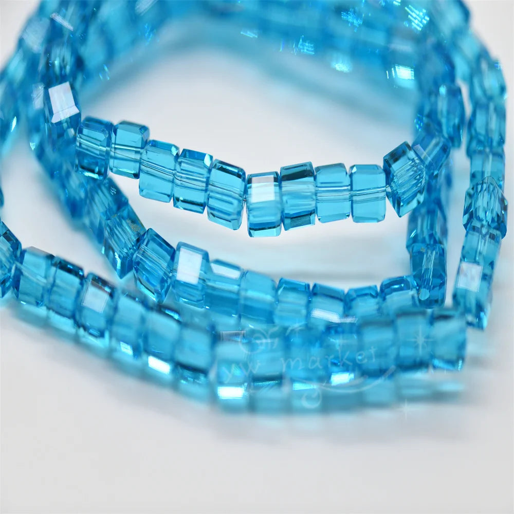 6mm 4mm Glass Square Beads Faceted Czech Crystal Spacer Cube Beaded for Jewelry Making Earing Accessories Needlework