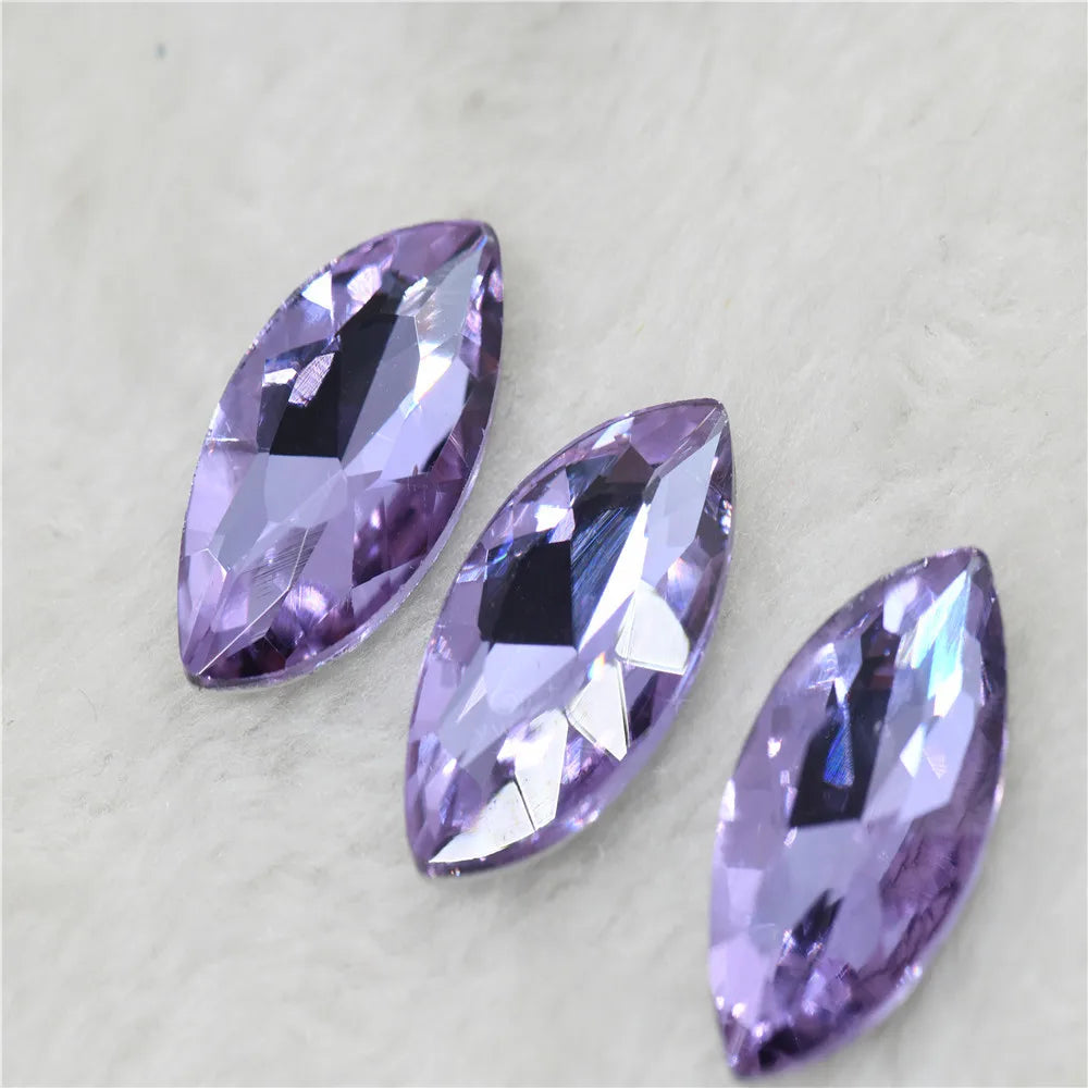 crystal purple rhinestone crystal appliques glass pointback  DIY BEAD jewelry  Needlework accessories