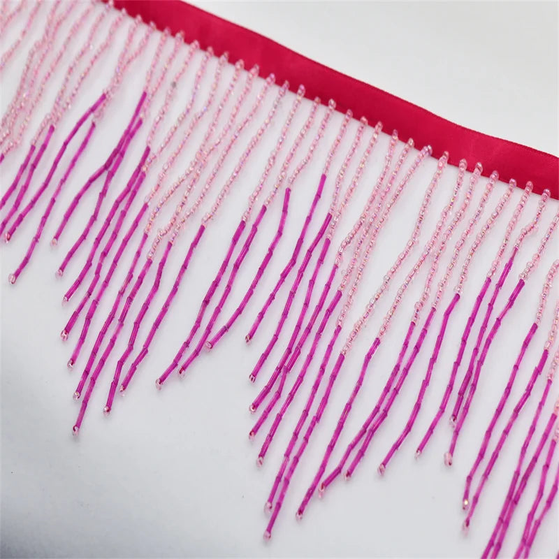 Wave drop Handmde Spacer Tube Beaded 2 size mixed 5.5 yards Bulk wholesale glass fringe tassels sewing articles for sewing