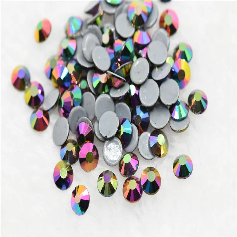 Metallic color SS6-SS30 strass Hotfix Rhinestones flatback crystals beads for needlework diy garment dress diamond glitters