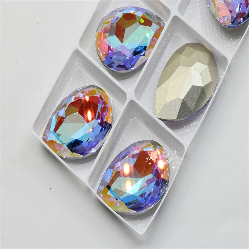 k9  lavender AB glass stones rhineston for decoration  teardrop navette  Diy crafts jewels crystal