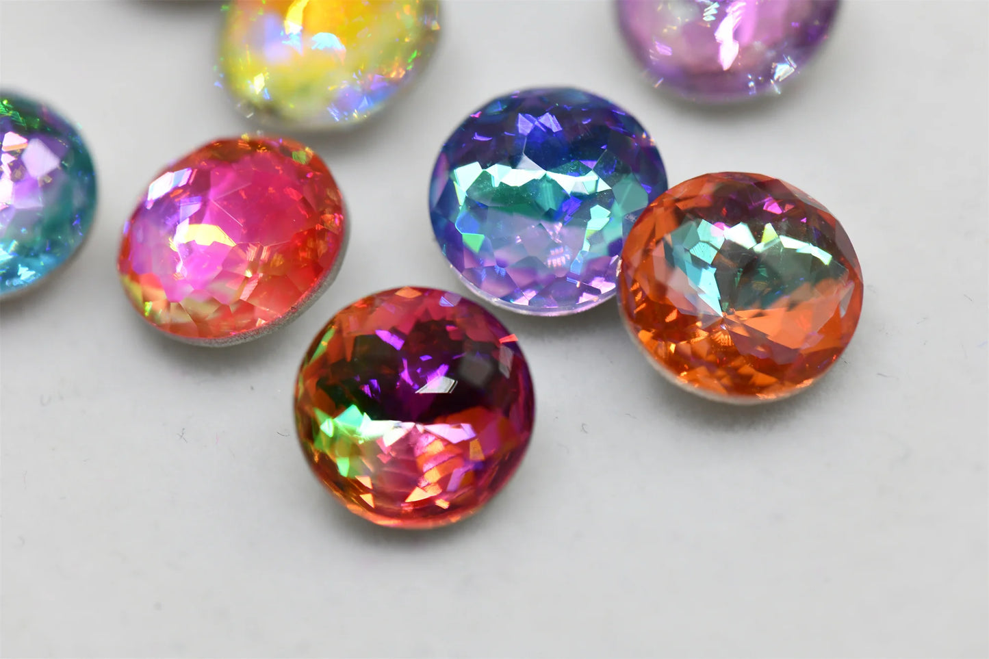 12mm mixed color Round K9 Rainbow Glass Stone Faceted Glass Jewels Accessories Point Back 45pcs