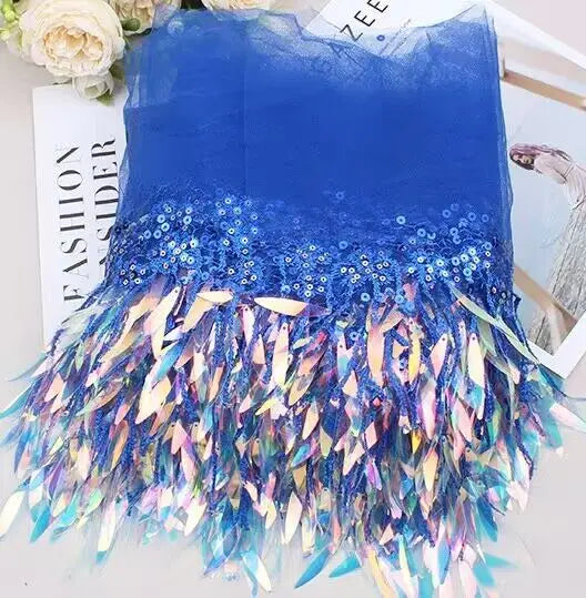 10 yards 15cm sequins Tassel Fringe Bulk wholesale  Mesh Sequins Tassels Fringe Stage Perform Dress Lace Trim Wedding Clothes Cu