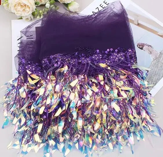 10 yards 15cm sequins Tassel Fringe Bulk wholesale  Mesh Sequins Tassels Fringe Stage Perform Dress Lace Trim Wedding Clothes Cu