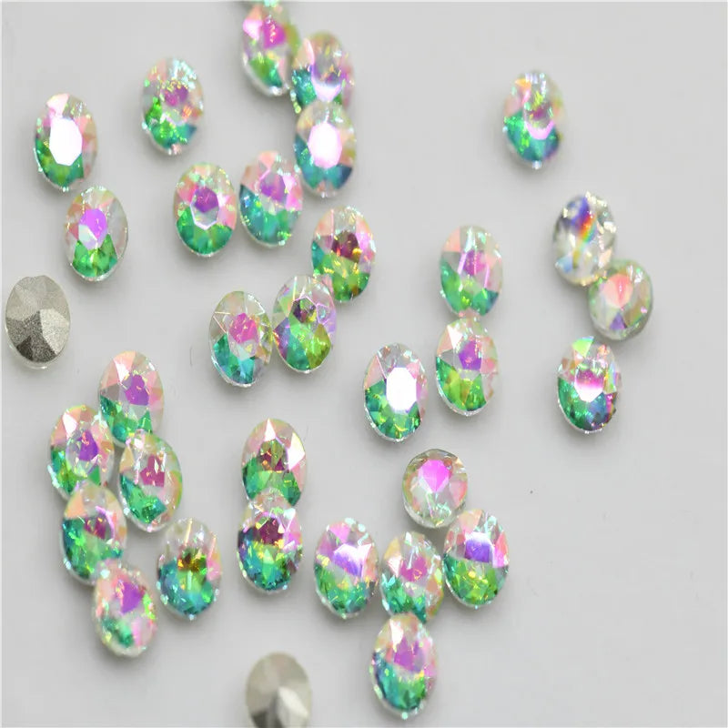 Drop rhinestones Luminous green XC crystal stones to make crafts nails glue on Glass Pointback gems Jewelry Making  Water Lily