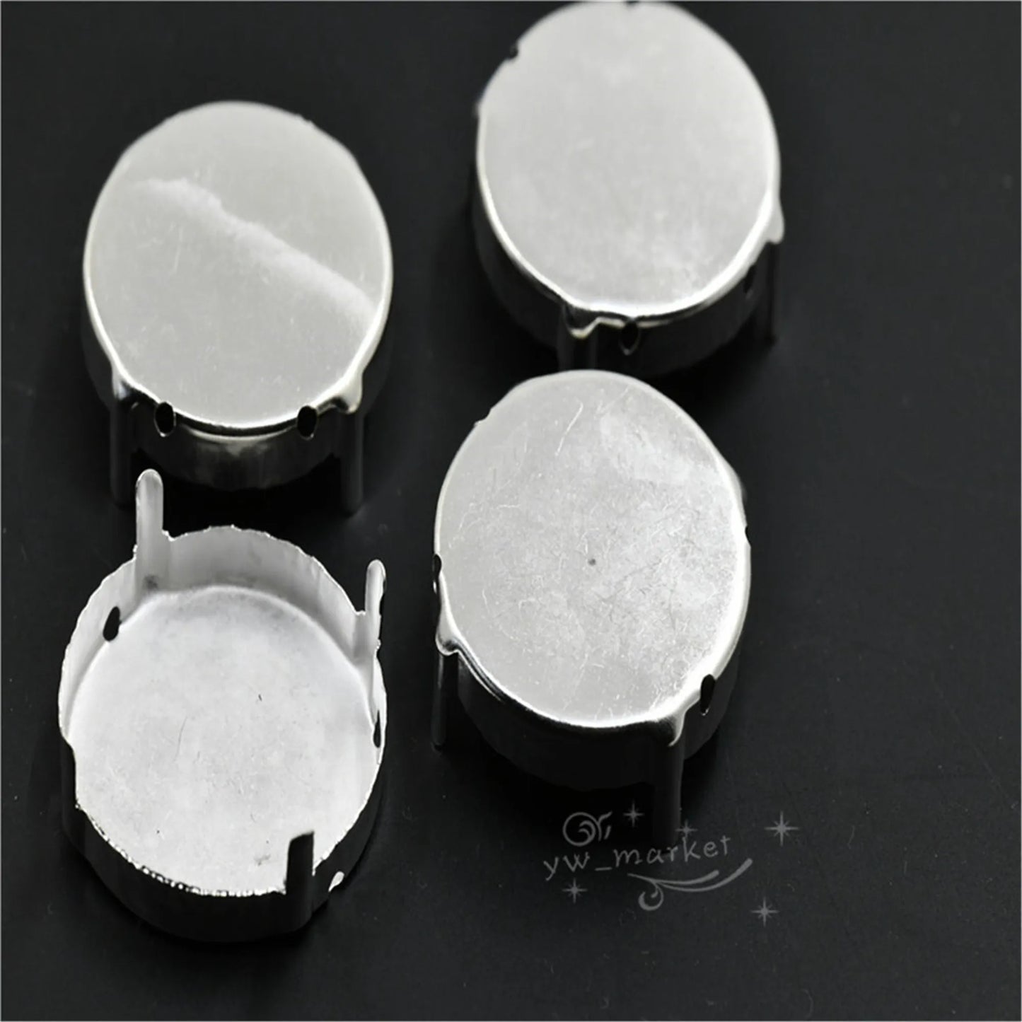 silver casing Brass Empty Setting with 4 holes  for stones Jewellery making normal  Claw  not strong round horse eye teardrop