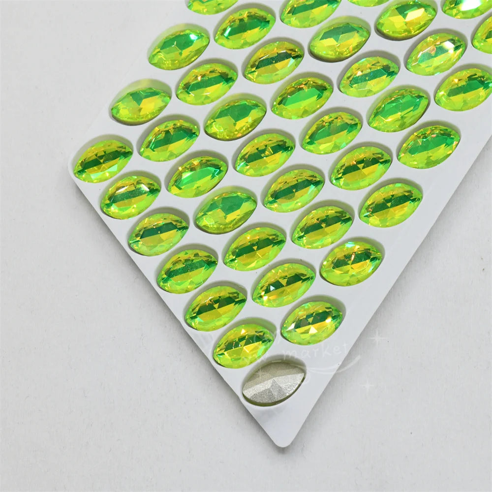 K9  green color rhinestones glass  crystals craft supplies diy accessories oval teardrop navette