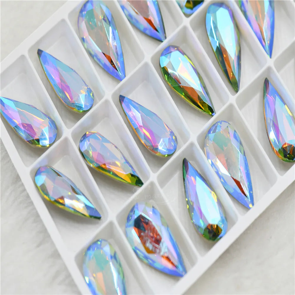 K9 11mmx22mm Craft Gems crystal Rhinestone  Color Strass pointback Crystal Diy teardrop shape