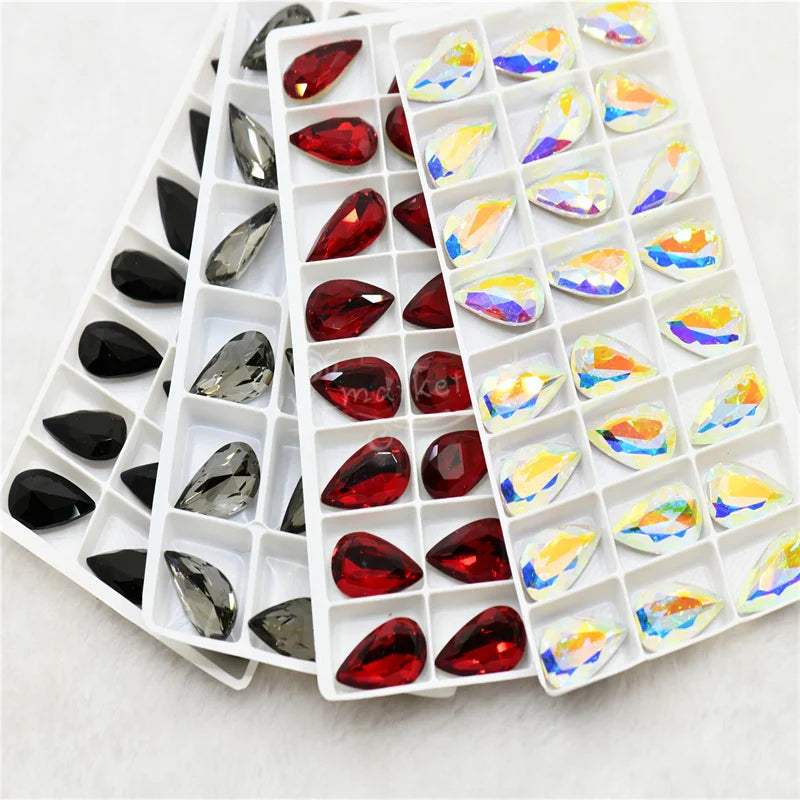 K9 11mmx22mm Craft Gems crystal Rhinestone  Color Strass pointback Crystal Diy teardrop shape