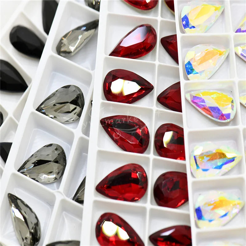 K9 11mmx22mm Craft Gems crystal Rhinestone  Color Strass pointback Crystal Diy teardrop shape