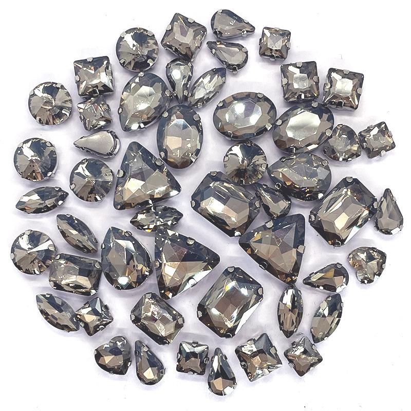 white k claw 50pcs Color Mixed Shape Sew on Glass Rhinestone  Crystal Buckle Diy Wedding Decoration Clothes Shoe Dress