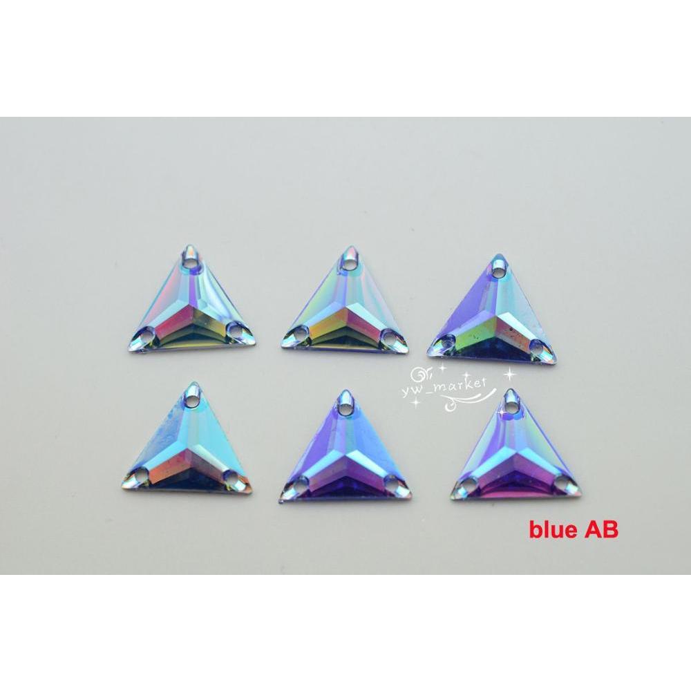 16mm Acrylic beads Triangle Color AB Sew On Flat Back  clothes  sew on dress diy