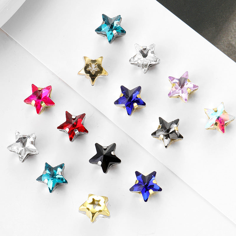 10mm Star Crystal Plated Rhinestone Glue On Stars Multiple Color Glass Beads Jewelri Make 100pcs