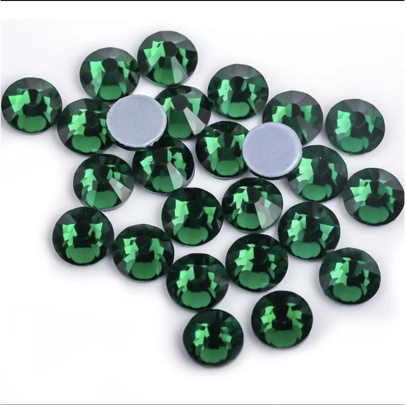 green  series  Hotfix rhinestones Flatback Crystal Iron On Round Stones for clothing Decoration Crafts  Dress diamond