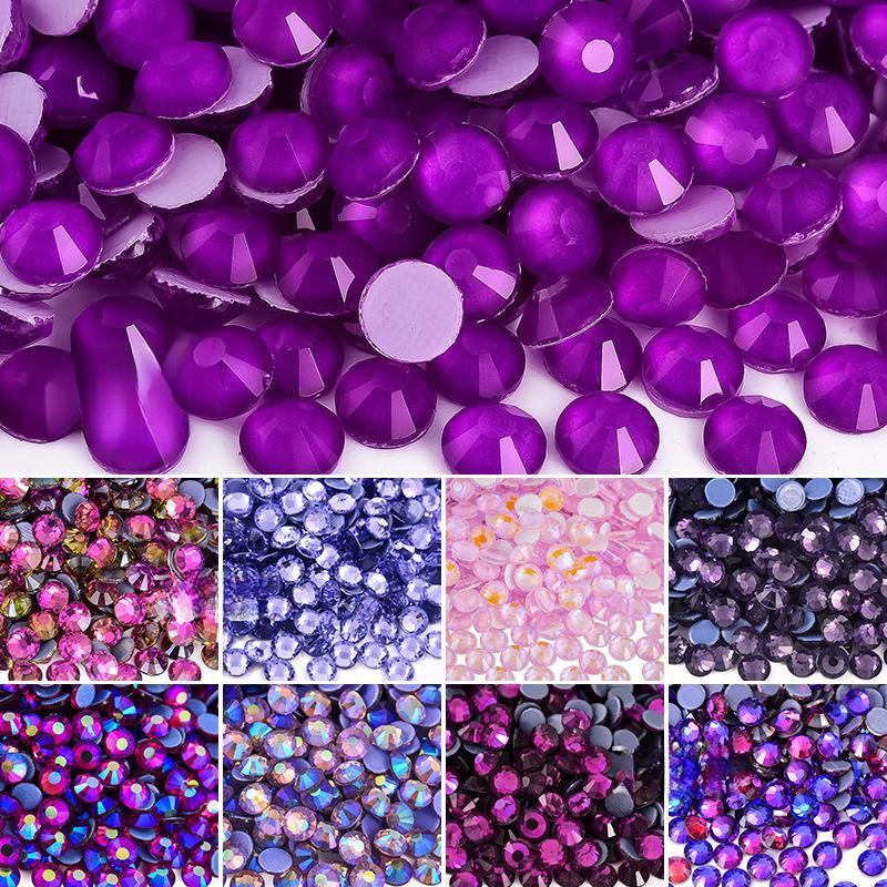 purple series  Hotfix rhinestones Flatback Crystal Iron On Round Stones for clothing Decoration Crafts  Dress diamond