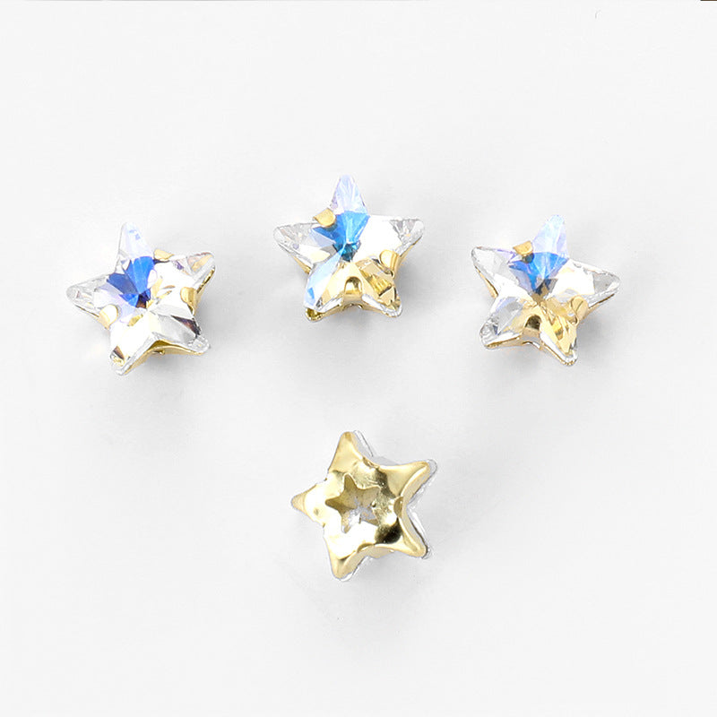 10mm Star Crystal Plated Rhinestone Glue On Stars Multiple Color Glass Beads Jewelri Make 100pcs