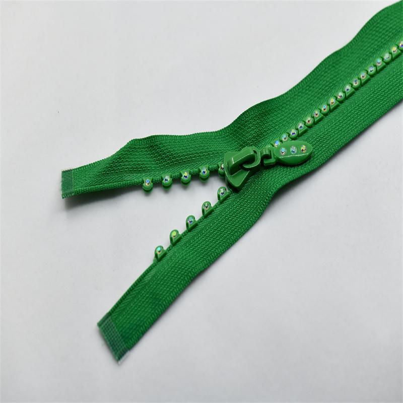 1pcs 60cm A grade AB Rhinestone zipper black white green color for clothes sew on open end