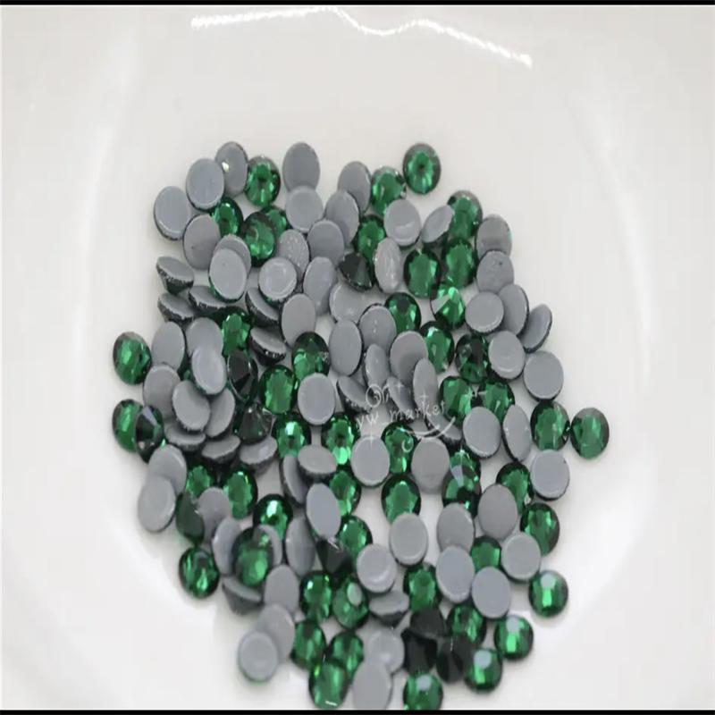 green  series  Hotfix rhinestones Flatback Crystal Iron On Round Stones for clothing Decoration Crafts  Dress diamond