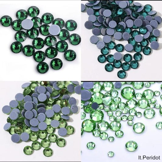 green  series  Hotfix rhinestones Flatback Crystal Iron On Round Stones for clothing Decoration Crafts  Dress diamond