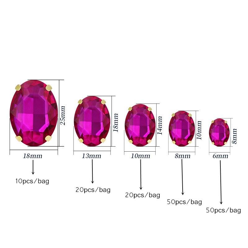 Oval shape Glass Sew on Rhinestones with Gold Claw Handcrafts strass sew on stone  clothing accessories shoes bag diy