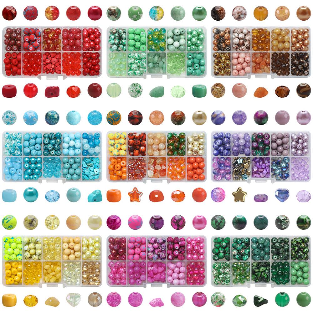 10 grid color series multi-crack bursting flower beads glass crystal loose beads DIY bracelet beaded material package