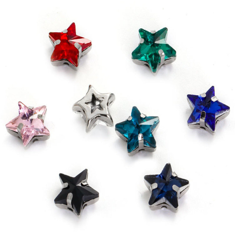 10mm Star Crystal Plated Rhinestone Glue On Stars Multiple Color Glass Beads Jewelri Make 100pcs