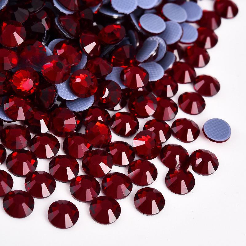 red series Hotfix rhinestones Flatback Crystal Iron On Round Stones for clothing Decoration Crafts  Dress diamond