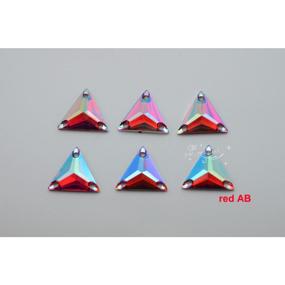 16mm Acrylic beads Triangle Color AB Sew On Flat Back  clothes  sew on dress diy