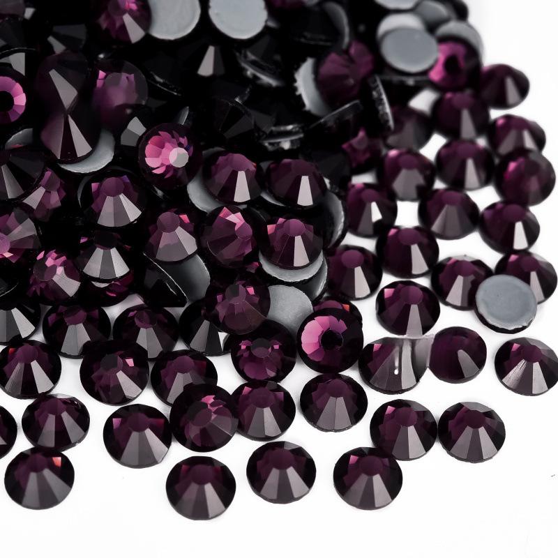 purple series  Hotfix rhinestones Flatback Crystal Iron On Round Stones for clothing Decoration Crafts  Dress diamond