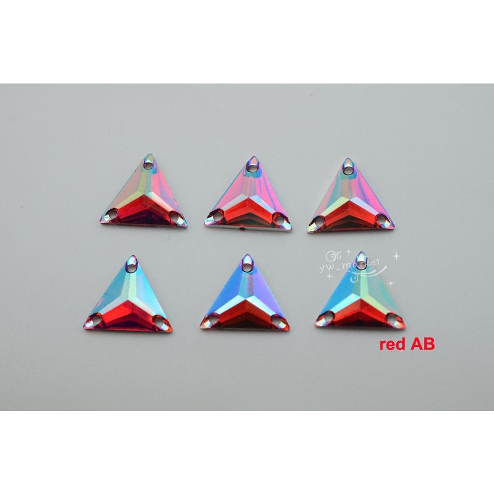 16mm Acrylic beads Triangle Color AB Sew On Flat Back  clothes  sew on dress diy