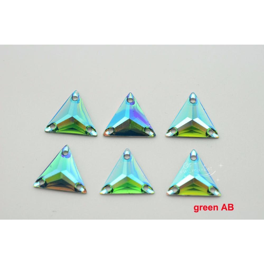 16mm Acrylic beads Triangle Color AB Sew On Flat Back  clothes  sew on dress diy